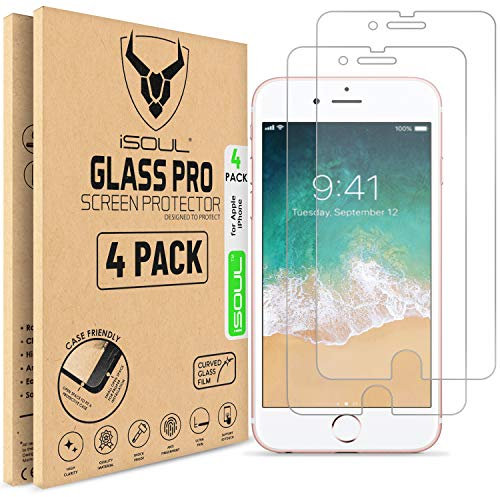 [4 Pack] Screen Protector for Apple iPhone 6 Plus 6s Plus Tempered Glass Film 9h HD iSOUL, 0.26mm Premium Shatterproof Protection 5.5 Inch [Easy Installation] [3D Touch] [Ultra Strong]