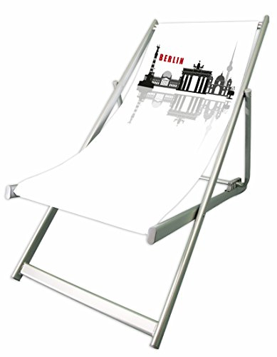 MultiBrands® Aluminium-Liegestuhl, ohne Armlehne, Silberne Lasur, klappbar, Skyline Berlin
