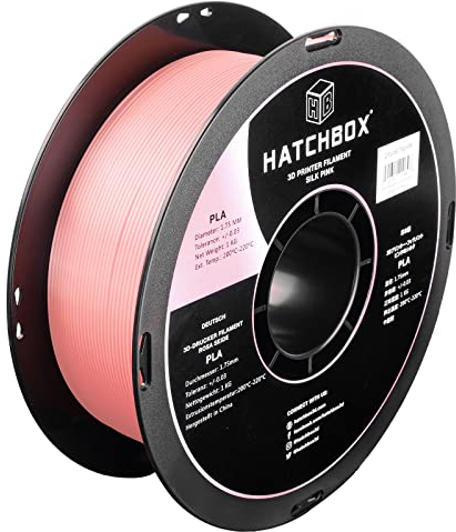 HATCHBOX Silk PLA 3D Printer Filament, Dimensional Accuracy +/- 0.03mm, 1kg Spule, 1.75mm, Pink