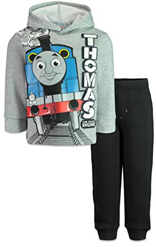THOMAS & FRIENDS Tank Engine Little Boys Fleece-Pullover mit Kapuze und Jogginghose, Grau, Größe 7, grau, 7