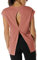 icyzone Damen Fitness-Trainings Kurzarm Shirt Yoga Top Loose Fit Rückenfrei Sport T-Shirt (XL, Dusty Pink)