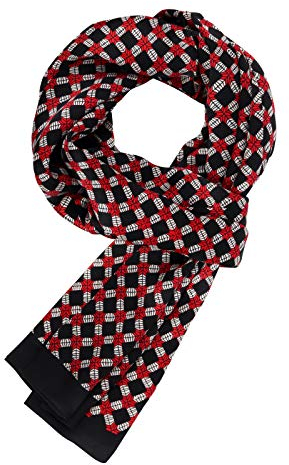 WANYING Edler 100% Seide Herrenschal 11 Momme Herren Seidenschal Schaltuch Sommer Übergangssaison Casual Business 155×26cm - Kariert Schwarz Rot