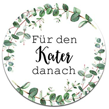 50 Sticker Für den Kater danach EUCALYPTUS Hochzeit Gastgeschenk Aufkleber Hangover Kit (Eucalyptus)
