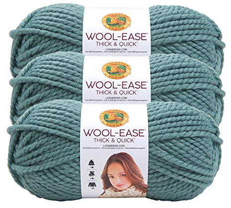 Lion Brand Yarn Wool-Ease dickes und schnelles Garn, weiches und sperriges Garn zum Stricken, Häkeln und Basteln, 3er-Pack, Sukkulenten