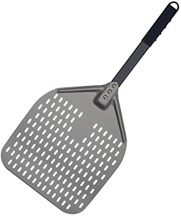 G.a HOMEFAVOR Pelle à Pizza, Pizza Paddle en Aluminium Anodisé Dur avec Poignée, Pelle à Pizza Perforée pour Transférer Pain, Patisserie, Pizzas Maison