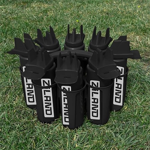 Ziland Hybrid Water Bottle Set • 8 x 1 Litre Easy Squeeze Bottles and 1 x Carrier • Perfect for Sports Teams • Hygienic as there is no mouth contact with the nozzle (Black/Black - Black Carrier)
