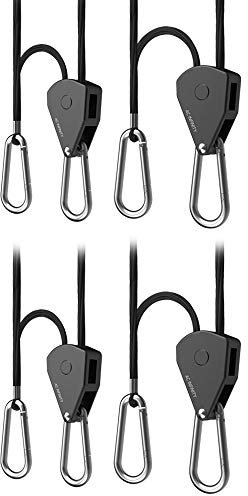 AC Infinity, Adjustable 1/8” Rope Hanger, Heavy-Duty Stainless Steel Gears Ratchets, 150 lbs Weight Capacity, 2 Pairs