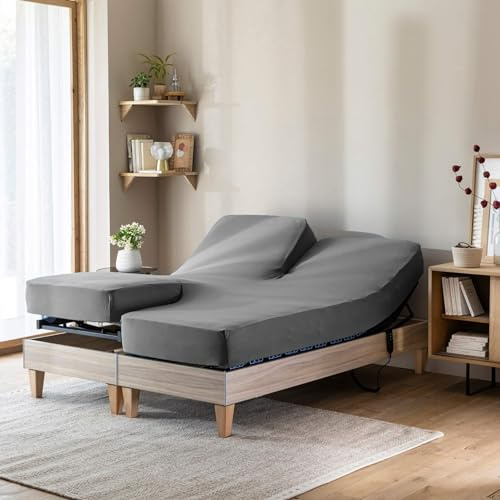 Drap Housse Gris Souris pour lit articulé Jersey Extensible 2x80x200
