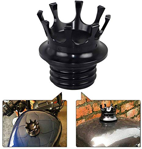 Bid4ze Motorrad-Tankdeckel im Kronen-Stil für Harley Sportster Dyna Road King FLSTN FXS, schwarz