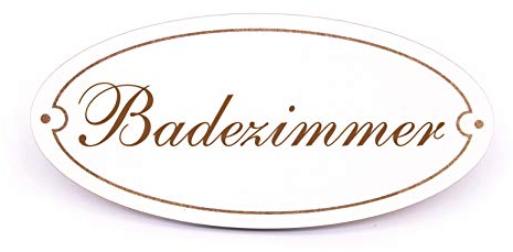 Schild Türschild Oval - Badezimmer - selbstklebend Hinweisschild Dekoschild 15x7cm