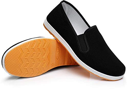 Chaussures Tai Chi Chaussure de Kung Fu Shoes Chaussure Chinoise Chaussures Arts Martiaux Chaussures en Toile Femme Hommes Jaune (255mm EU41)