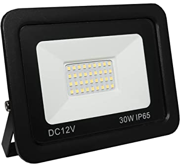 LOWENERGIE Proiettore a LED 12 V DC per illuminazione esterna di sicurezza giardino luce di inondazione (bianco giorno 6000 K, 30 W)