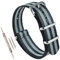 MZBUTIQ 15mm Schwarz/Grau Uhrenarmband Nylon Watch Strap Band Ersatz Polished Schnalle 4 Ringe