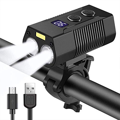 NCRD Luz de Bicicleta Recargable USB, LUZ DE LUMENCIAS Alta LUZ 2 LED, Luces Frontales de Faro súper Brillante, 7 Mode Se Adapta a Todas Las Bicicletas, montaña, Carretera