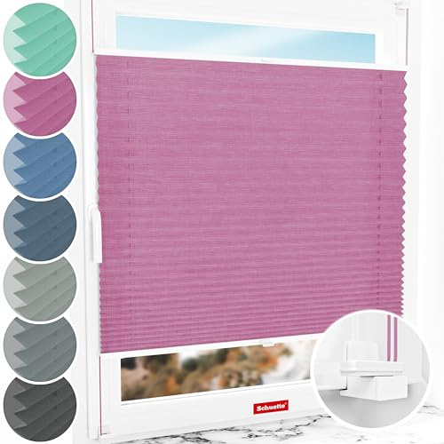 Schuette® Plissee ohne Bohren ● Melange Kollektion: Magic Pink (Rosa) ● 70x130cm (Breite x Höhe) ● Suprafix Faltrollo X Klemmfix Rollo ● Blitzschnelle Montage inkl. Video