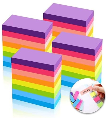 Sticky Notes, 1600 Blatt Elbstklebende Haftnotizzettel, Bunte Klebezettel, Notizblöcke, Selbstklebende Notizzettel für Büro Schule Zuhause(76mm x 26mm)