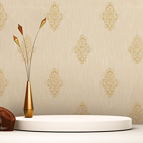 WTD 2262 Baroele Papier peint intissé Motif baroque Crème/doré