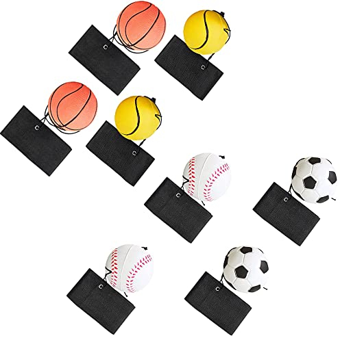 EIMZU Ball mit Schnur, 8-teiliges Sport-Handgelenk-Ball-Set, Ø 6 cm, für Kinder und Erwachsene