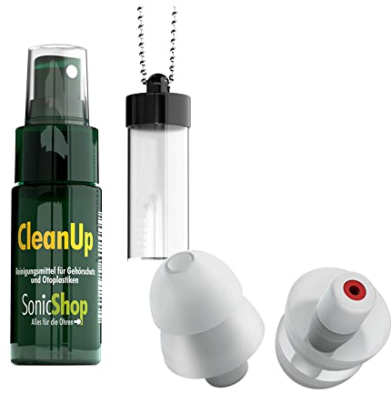 SonicShop EarRockers Ohrstöpsel für Konzert Festival Party Club und Disko inklusive Reinigungsspray und Case, wiederverwendbarer Gehörschutz, transparente Party Earplugs für hohe Klangqualität