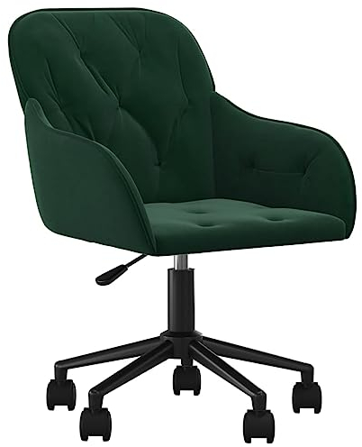 vidaXL Bürostuhl Drehbar Höhenverstellbar Chefsessel Drehstuhl Bürosessel Schreibtischstuhl Computerstuhl Gamingstuhl Büromöbel Dunkelgrün Samt