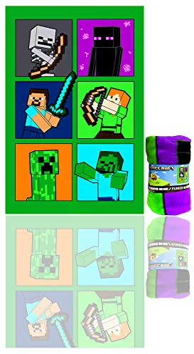 Minecraft - Manta de forro polar suave, ligera, diseño oficial de Steve Alex Creeper