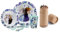 Frozen Cartoon Character Dinner Tableware Set 5pcs Plate, Bowl, Cup & Cutlery, BPA Free re-usable Plastic Microwave Safe Includes Half Size 12pcs Pencil Set (Frozen)