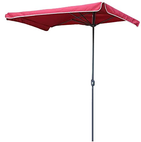 XIAOYUE Parasol de jardin 2,3 x 1,3 m, parasol de balcon avec manivelle, demi-rectangulaire, parasol mural pour marché extérieur, rouge