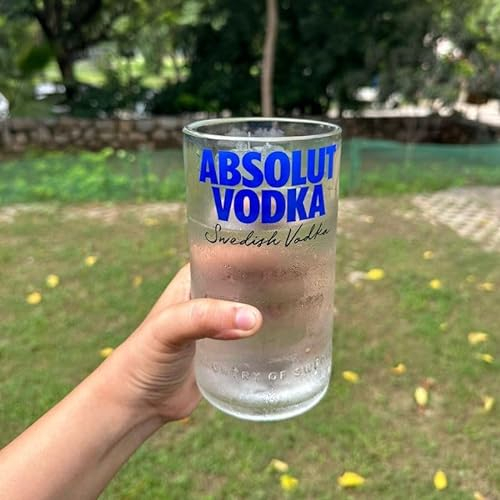 GoGiftid Upcycling-Glas, handgefertigt, recycelt, hergestellt mit Absolut Wodka-Flasche, umweltfreundliches Barzubehör für Wodka, Cocktails, Eisgetränke, einzigartiges Geschenk für Sie und Ihn (1