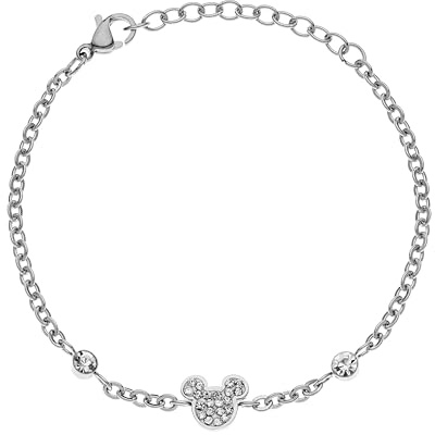 Disney Micky Maus Armband für Mädchen, aus Edelstahl, mit Zirkonia-Kristallen, Schmuck