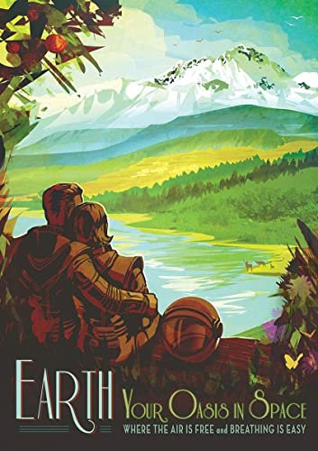 WEYUE Leinwand-Poster Erde, deine Oase im Weltraum, Vintage-Reiseposter, Wandposter, Kunstwandbild, Leinwand, Heimdekoration, Gemälde Ungerahmt 40x60cm