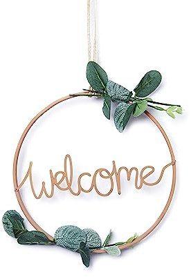 HEITMANN DECO Kunstblumen Kranz mit Blättern, Welcome, Natur/grün, ca. 20cm
