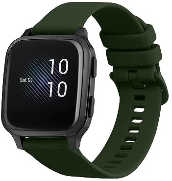 kwmobile Strap Compatible with Garmin Venu Sq Music/Sq Strap - Replacement Silicone Watch Band - Dark Green