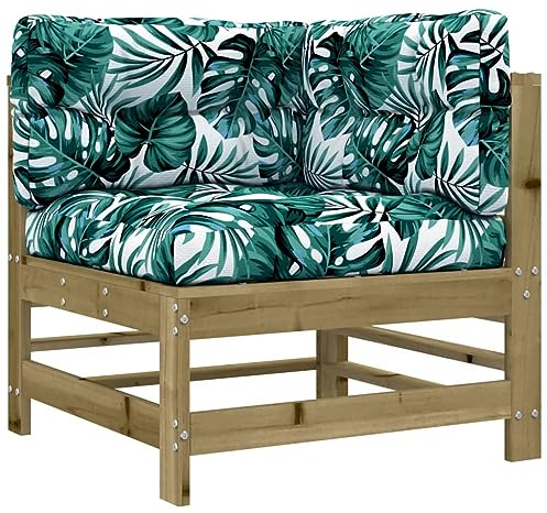 vidaXL Ecksofa, Gartensofa mit Kissen Latten-Design, Modular Holz Sofa für Garten Terrasse, Gartenmöbel Loungemöbel, Kiefernholz Imprägniert
