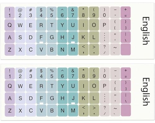 Lucocia 2 Stück English Tastaturaufkleber, Kyrillische Tastaturaufkleber English Wasserdichter Tastaturaufkleber Universelle Aufkleber Universal Tastatur Aufkleber Ersatz Aufkleber für Laptop