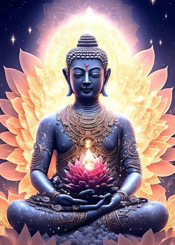 GLXPOG Diamond Painting Buddha 5D Diamant Painting Bilder Set, Glitzernd Buddha Diamant Art Malerei Painting Kit für Erwachsene, DIY Strass Stickerei Malerei Wand Dekor 30x40cm