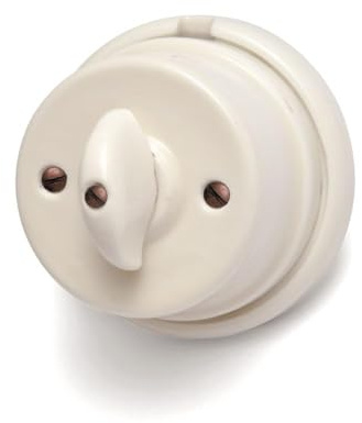Invertitore rotativo in Porcellana Bianca con Comando Napoleone, diametro 80mm, Facile Installazione – Design Vintage per Impianti Elettrici a Vista – Materiale Resistente e Sicuro
