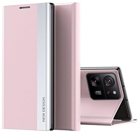 FMPCUON Premium Leder Flip Klappbare Stoßfeste Schutzhülle Tasche für Oppo Find X5 - Rosa