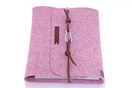 Ringbuch Filz rosa A5 Notizbuch Ringordner PERSONALISIERT Name Kalender Leder Geschenk Abschluss Schule Abitur Ausbildung Studium Karabiner lässig 2,2cm, 2 Ringe