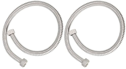 PATIKIL G1/2 x 23,62 Pouces Tuyau Flexible de Chauffe-Eau d'Acier Inoxydable, 2 Pcs Tuyau de Connecteur de Chauffe-Eau Ondulé Durable, pour Raccord de Conduites d'Eau