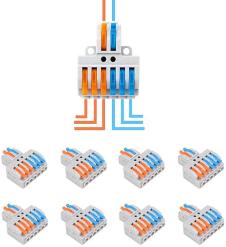 ALAMSCN 8 Stück Verbindungsklemmen Kit, Kabelverbinder Kompakt Steckklemmen, Draht Push Kabelverbinder für Schnelle Verbindung, 2 in 6 out