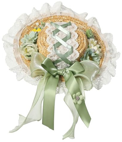 COSDREAMER Viktorianischer Hut Mädchen Frauen Teeparty Sonnenhut Strohhüte R Einheitsgröße