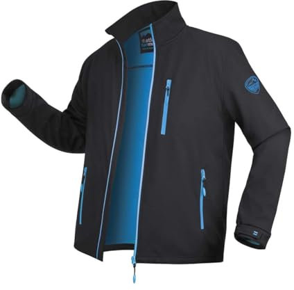 ATLAS FOR MEN Microfleece Lined Softshell Jackets Mens - Waterproof Soft Shell Jacket Micro Fleece Lined - Full Zip Mens Softshell Jacket - Small to Big and Tall Fleeces UK Sizes S to 4XL Black