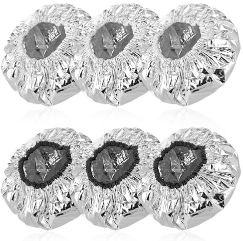 ASTER 6 Pieces Deep Conditioning Hair Cap, Aluminum Foil Hair Cap for Hot Oil Treatment Reusable Heating Cap Processing Caps for Hair, Hair Dyeing Shower Caps for Home Salon Use