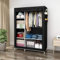 MY HOMIE Portable Wardrobe Shelves for Bedroom Storage, Foldable Cabinet, Clothes Organiser with Black Hanging Rails for Clothes Storage Unit, Wardrobe with Drawers - Black
