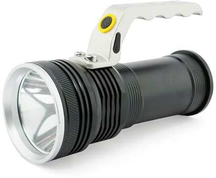 RevolutionLine - Linterna LED Portátil Recargable | Alta Potencia y Larga Duración | Interruptor 3 Posiciones | Resistente a la Lluvia IP 65 | Incluye cargador directo y 1 batería recargable 18650