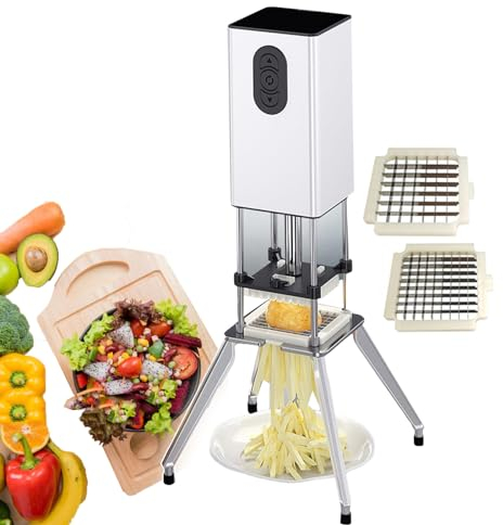 forplubossmmp Commercial Vegetable Chopper Slicer, Stainless Steel Dicer Electric Slicing Tools with 2 Blades, Electric French Fry Cutter with Bracket Feet, Electric Graters for Restaurant Cake Shop