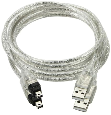 chenyang 2 PACK Solo per DCR-TRV75E DV Cavo Firewire a USB Cavo USB 2.0 a Firewire IEEE 1394 4 pin iLink 1 m