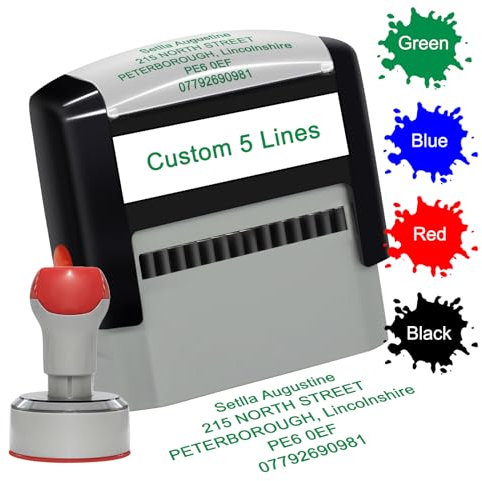 Individuelle Stempel, selbstfärbender Gummistempel für Unternehmen, personalisierte Tintenstempel mit Namen, Rücksendeadresse, Datum, 4 Zeilen