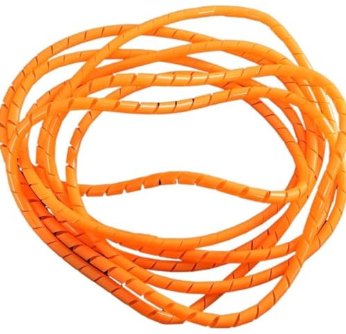 Spiralschutz 6mm 10mm Spiral Wire Wrapping Bands Organizer Cable Sleeve Winding Pipe Line Tube Protection Cord Sheath Bundle Management Hose wickelt Kabel(Orange Color,6mm ID 5 Meter)