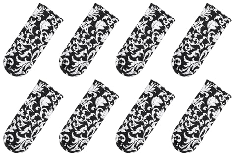 sourcing map 8Pcs Pan Handle Sleeve, Pot Handle Covers Heat Resistant Iron Skillet Handle Covers for Kitchen Baking Cooking Supplies, Black White Flower